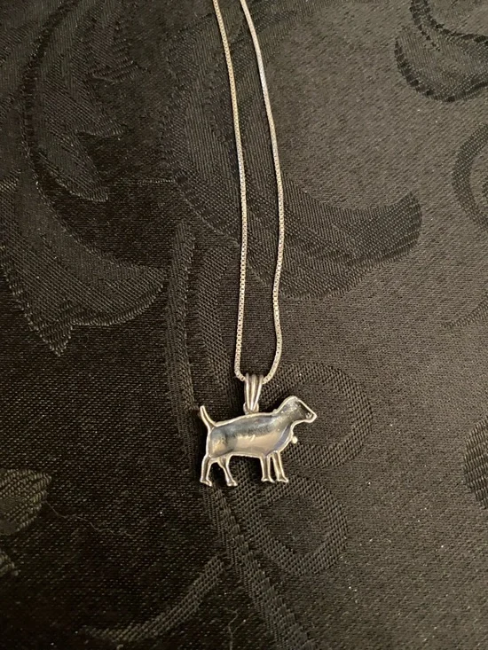 Sterling Silver Necklace With Vintage Sterling Dog Charm - Picture 5 of 6